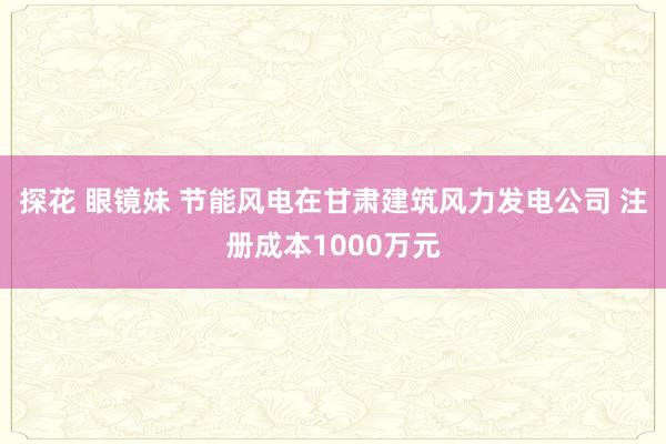 探花 眼镜妹 节能风电在甘肃建筑风力发电公司 注册成本1000万元